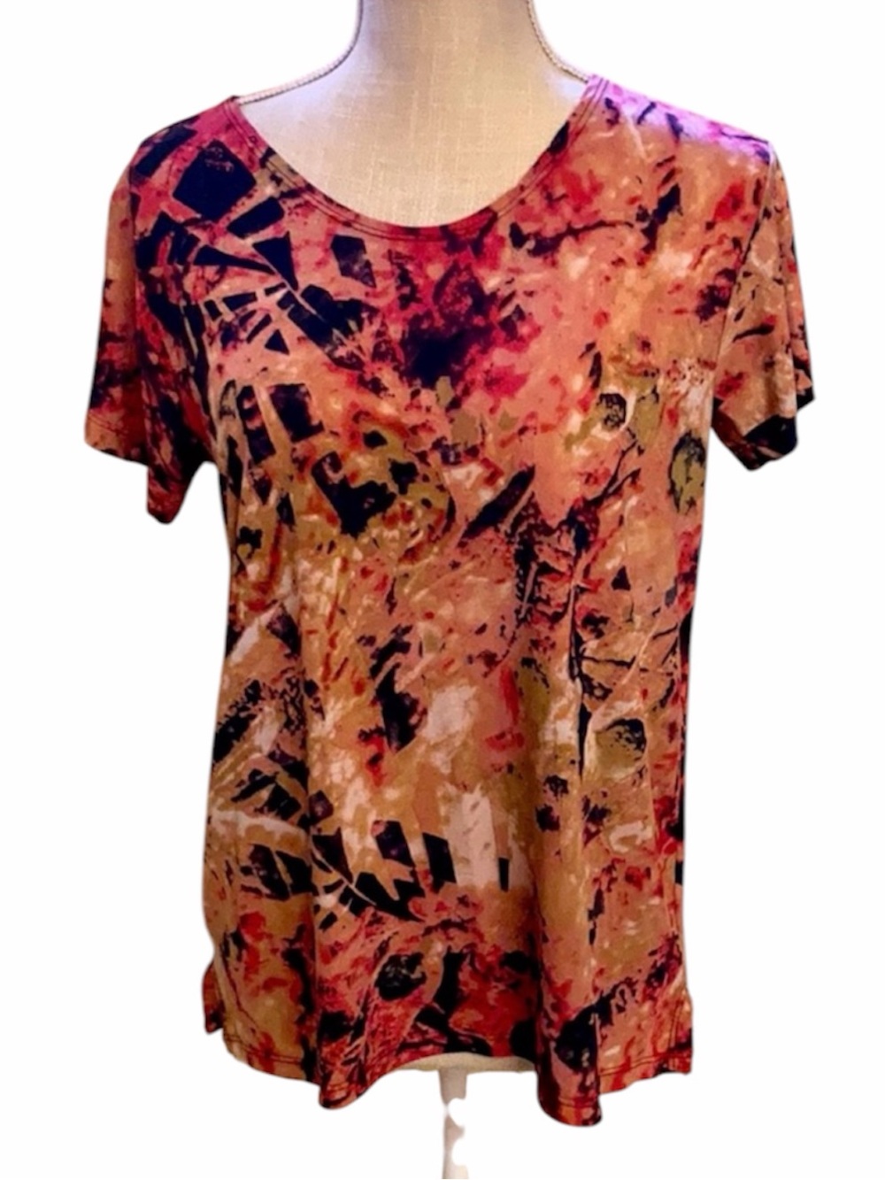 Twig Authentic Pink, Red, Yellow, Black Abstract T-shirt